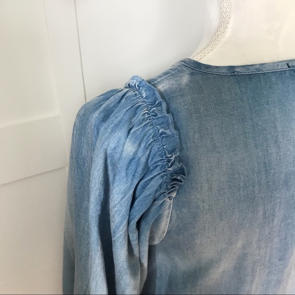 Light Denim Bell Sleeve Dress, 100% Cotton - Picture 5 of 7